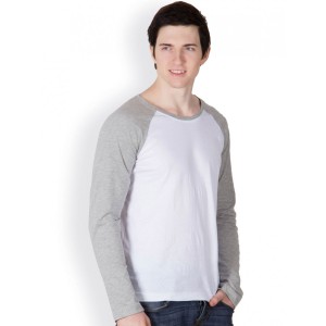 Trendy slim fit T- Shirt for guys. White T-shirt with grey raglan sleeves. Color: White Fit: Slim Sleeve: Full