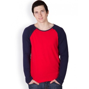 Trendy slim fit T- Shirt for guys. Red T-shirt with navy blue raglan sleeves. Color: Red Tshirt With Nave Blue Raglan Sleeves Fit: Slim Sleeve: Full
